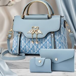 Sky Blue Swan Elegance Handbag Set