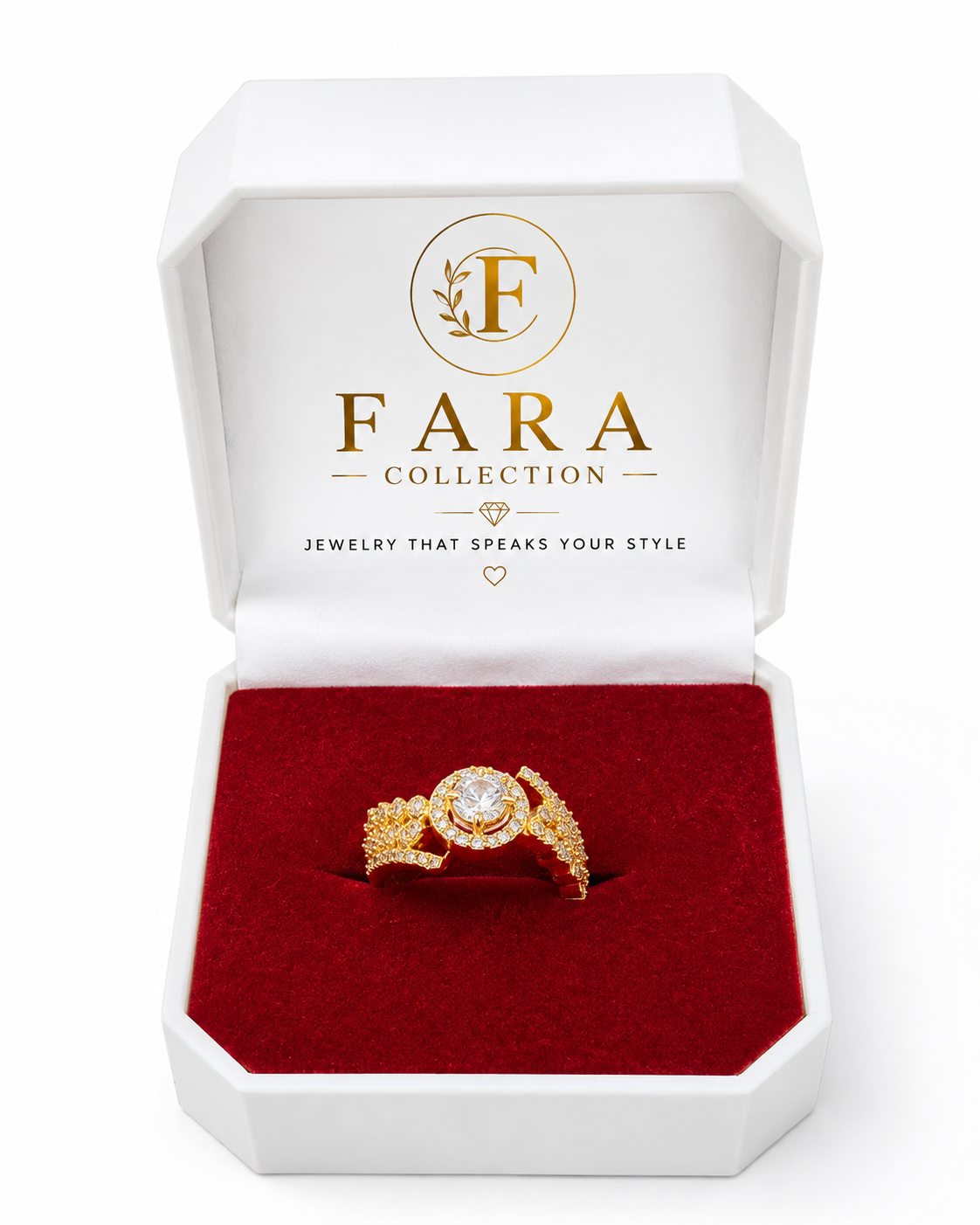 Golden toned AD Adjustable Ring
