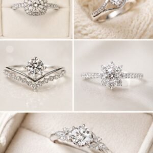 Silver Floral Solitaire Ring