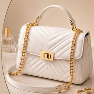 White Luxe Chain Crossbody Bag