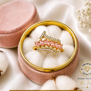 AD) Golden-Toned Pink Stone Adjustable Ring