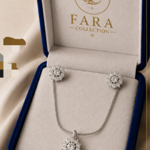 Silver-Toned American Diamond (AD) Pendant Set