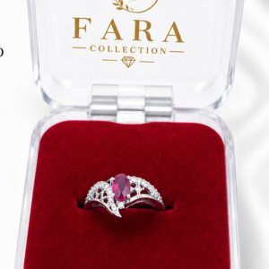 AD) American diamond Silver Ring Pink Stone